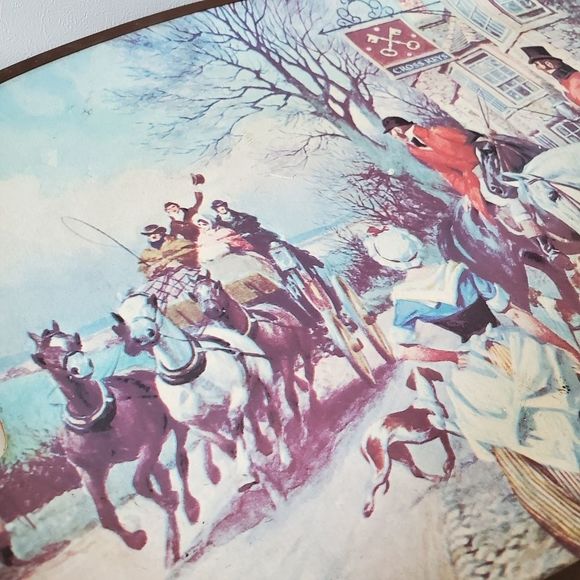Vintage Antique S.S.Kresge Co. Pioneer Fox Hunt Coaching Cross Keys Tray - Picture 5 of 11